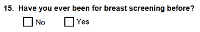Preview of Recruitment questionnaire ('other' version): Question 15
