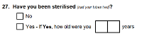Preview of Recruitment questionnaire ('other' version): Question 27